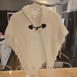 Mixit Cream Poncho with Black Toggle